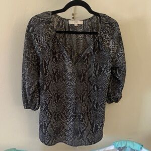 LOFT Women's Gray Snake Print Blouse